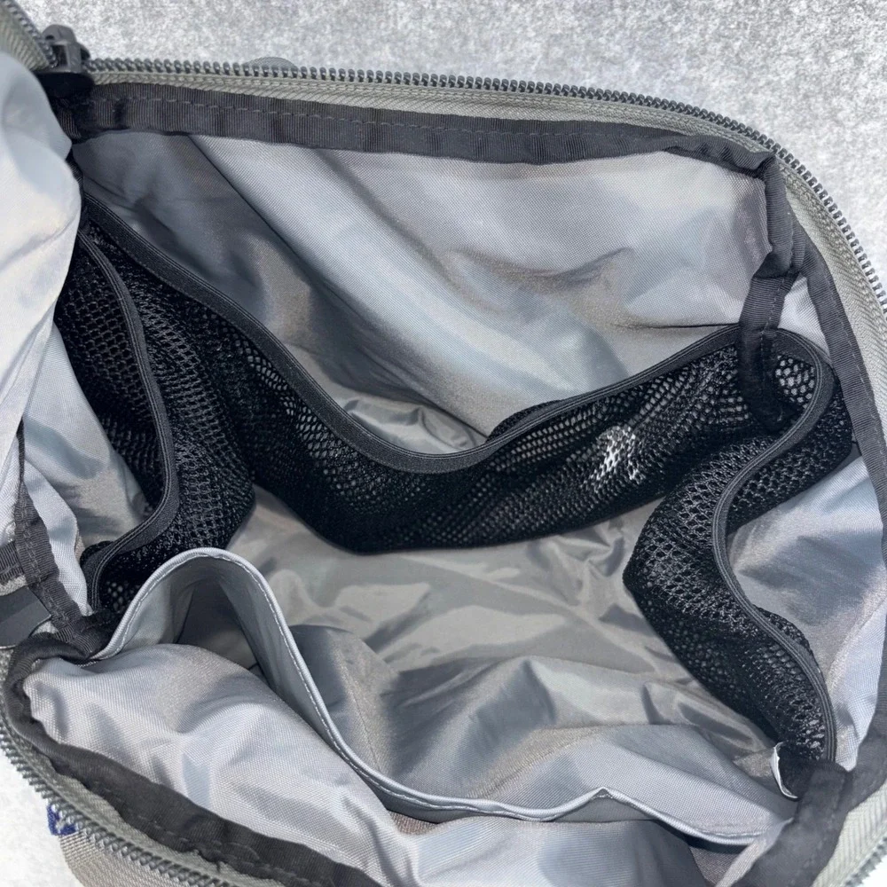 LL Bean Navy Blue Gray Ripstop Nylon Crossbody Shoulder Bag Utility Travel Tote